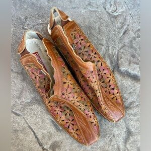 PIKOLINOS Bohemian Floral Leather Slingback Sandals size 36 EU 6 US